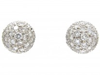 French 18ct White Gold Diamond Cluster Earrings