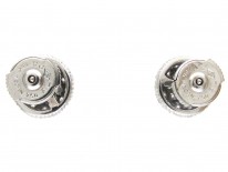 French 18ct White Gold Diamond Cluster Earrings