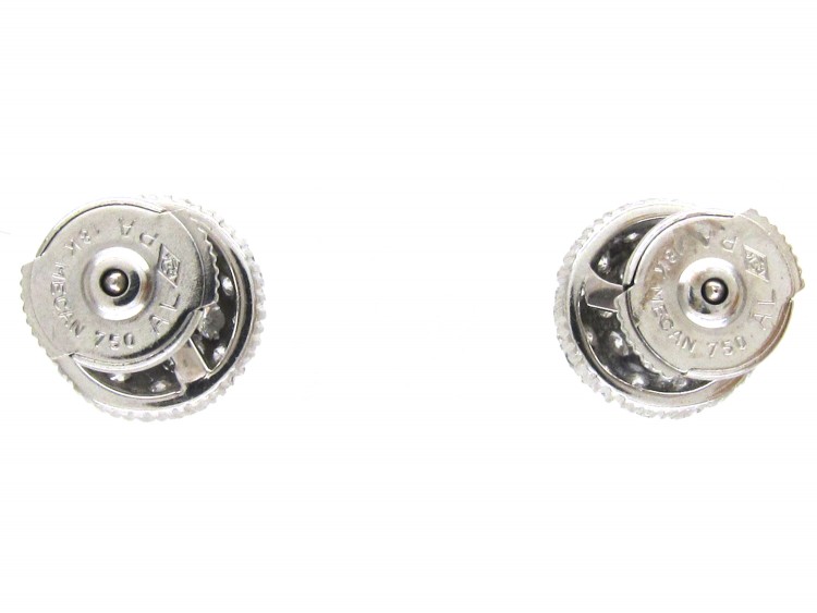 French 18ct White Gold Diamond Cluster Earrings