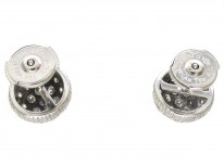 French 18ct White Gold Diamond Cluster Earrings