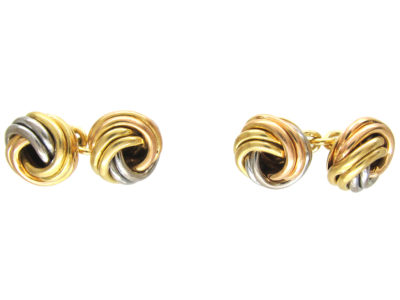 Cartier Three Colour 18ct Gold Knot Cufflinks in Original Case