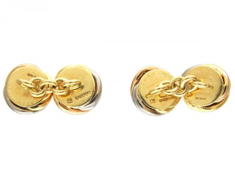 Cartier Three Colour 18ct Gold Knot Cufflinks in Original Case