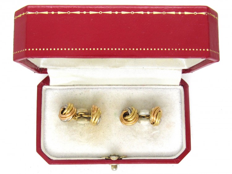 Cartier Three Colour 18ct Gold Knot Cufflinks in Original Case