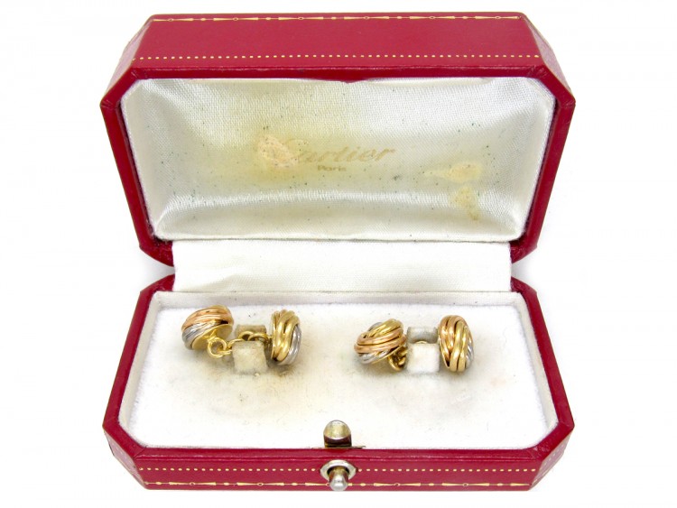 Cartier Three Colour 18ct Gold Knot Cufflinks in Original Case