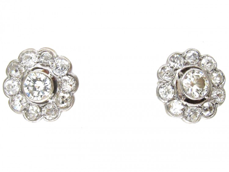 Art Deco Diamond Cluster Earrings