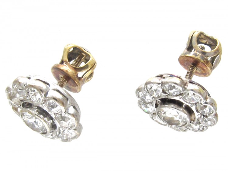 Art Deco Diamond Cluster Earrings