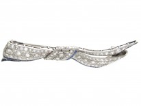 Art Deco Platinum, Diamond & Sapphire Bow Brooch