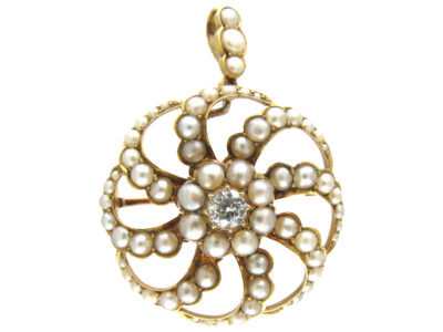 Pearl & Diamond Wreath Pendant