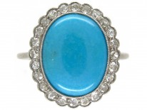 Edwardian Turquoise & Diamond Cluster Ring