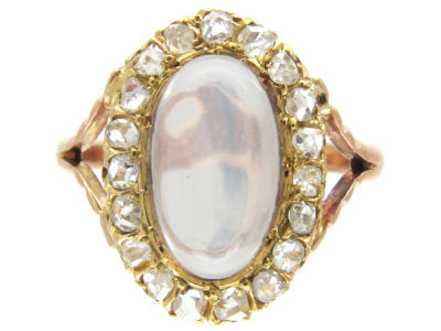 Edwardian Moonstone & Diamond Cluster Ring