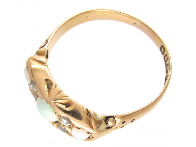 Victorian 15ct Gold Opal & Diamond Ring