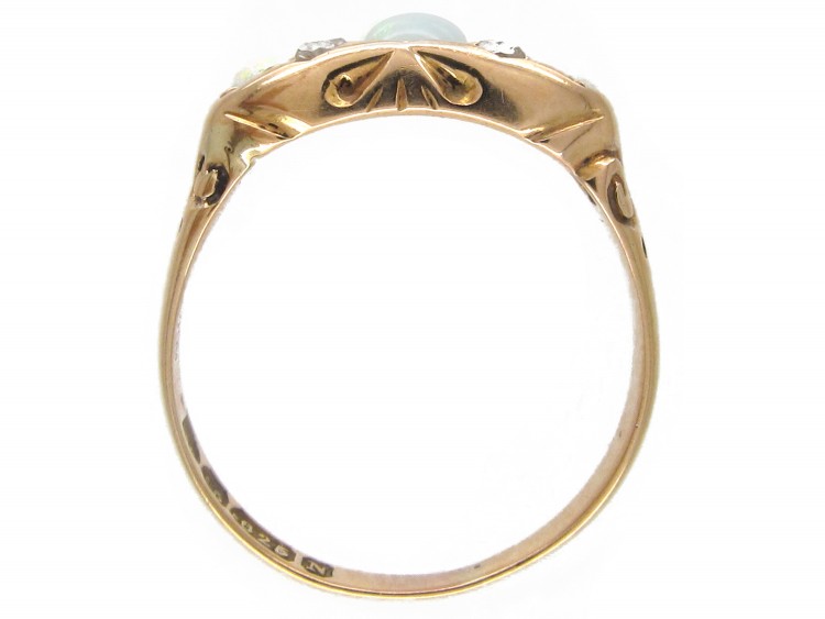 Victorian 15ct Gold Opal & Diamond Ring