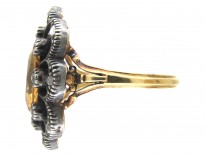 Large Precious Edwardian Topaz Diamond Cluster Ring