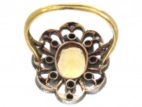 Large Precious Edwardian Topaz Diamond Cluster Ring