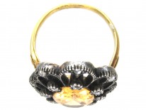 Large Precious Edwardian Topaz Diamond Cluster Ring