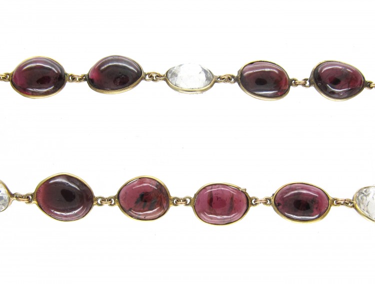 Gold Rock Crystal & Garnet Necklace
