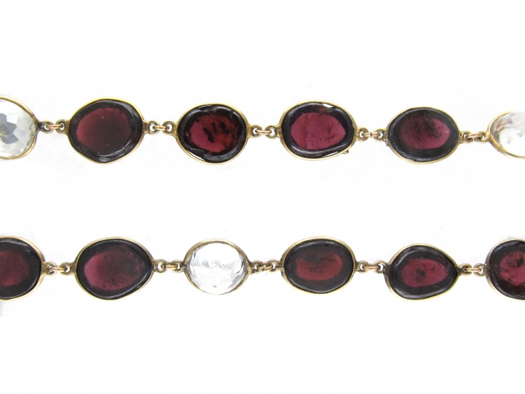 Gold Rock Crystal & Garnet Necklace