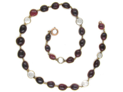 Gold Rock Crystal & Garnet Necklace