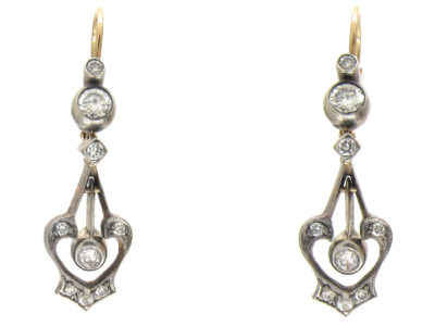 Art Nouveau Diamond Set Drop Earrings