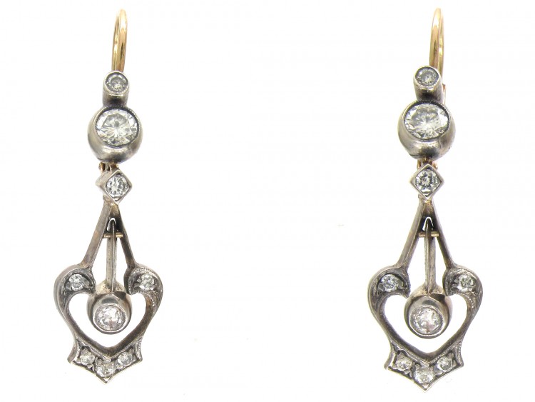 Art Nouveau Diamond Set Drop Earrings