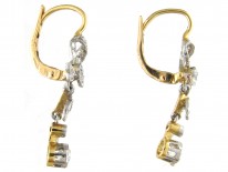 Edwardian Diamond Bow & Leaf Drop Earrings