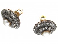 Victorian Rose Diamond & Natural Split Pearl Round Earrings
