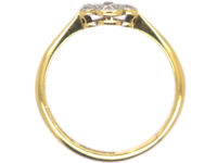 Edwardian 18ct Gold & Platinum Diamond Set Oval Daisy Cluster Ring