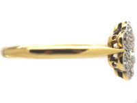 Edwardian 18ct Gold & Platinum Diamond Set Oval Daisy Cluster Ring