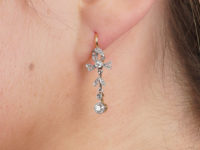 Edwardian Diamond Bow & Leaf Drop Earrings