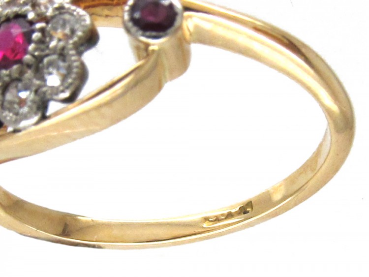 Edwardian Ruby & Diamond Open Cluster Ring