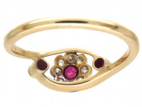 Edwardian Ruby & Diamond Open Cluster Ring
