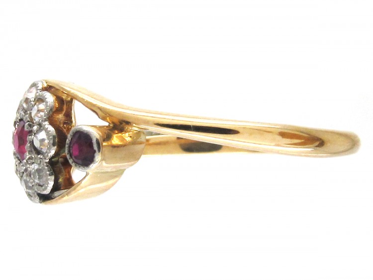 Edwardian Ruby & Diamond Open Cluster Ring