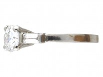 Art Deco 18ct White Gold Diamond Solitaire Ring with Baguette Diamond Shoulders