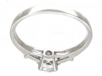 Art Deco 18ct White Gold Diamond Solitaire Ring with Baguette Diamond Shoulders