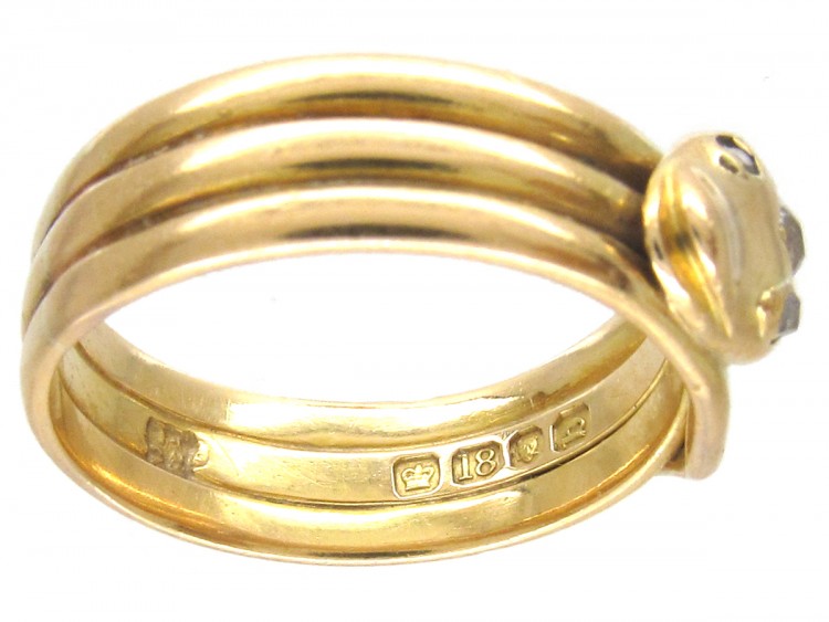 Victorian 18ct Gold & Diamond Snake Ring
