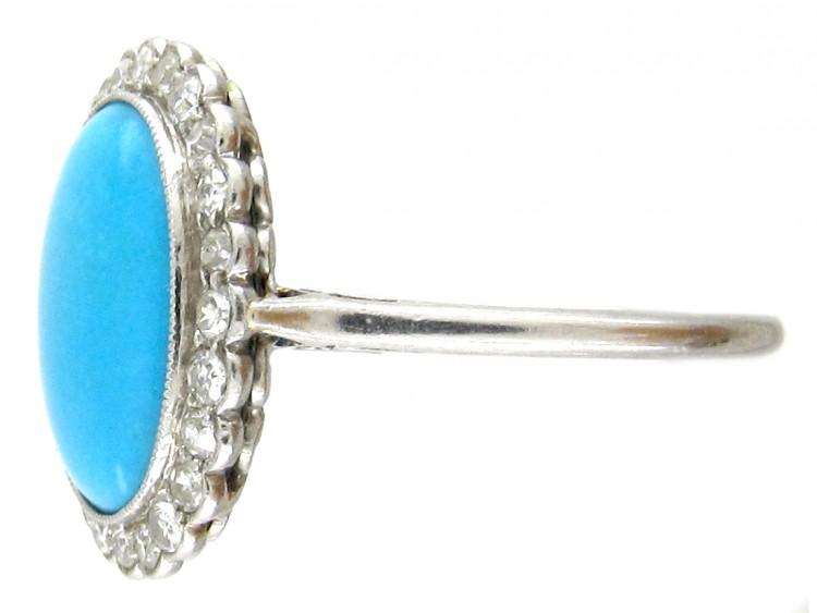 Edwardian Turquoise & Diamond Cluster Ring