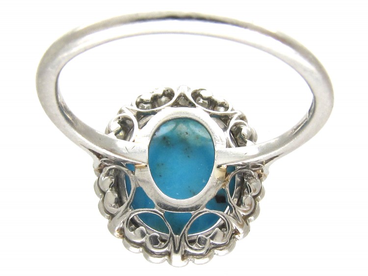 Edwardian Turquoise & Diamond Cluster Ring