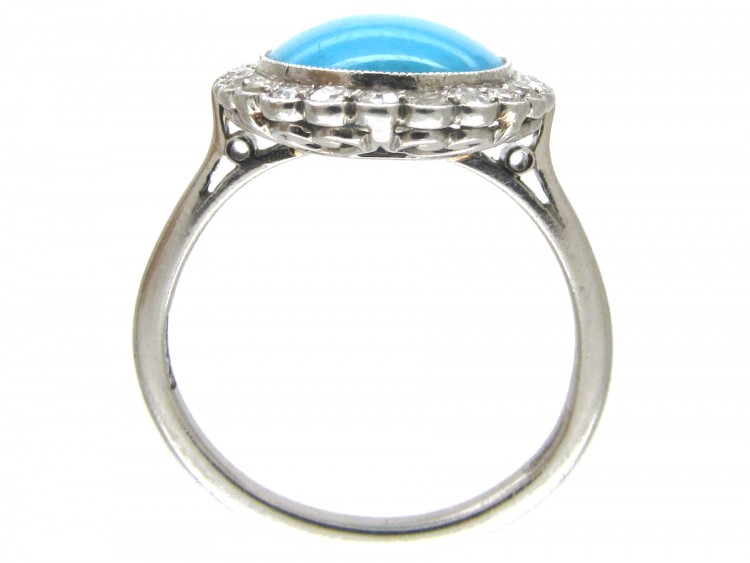 Edwardian Turquoise & Diamond Cluster Ring