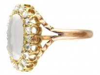 Edwardian Moonstone & Diamond Cluster Ring