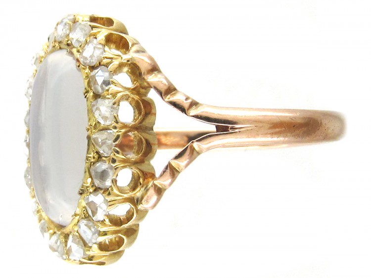 Edwardian Moonstone & Diamond Cluster Ring