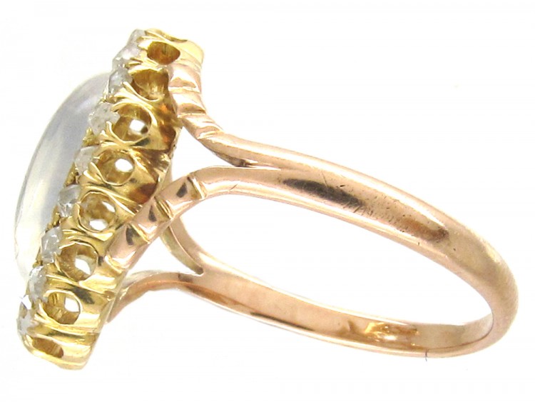 Edwardian Moonstone & Diamond Cluster Ring