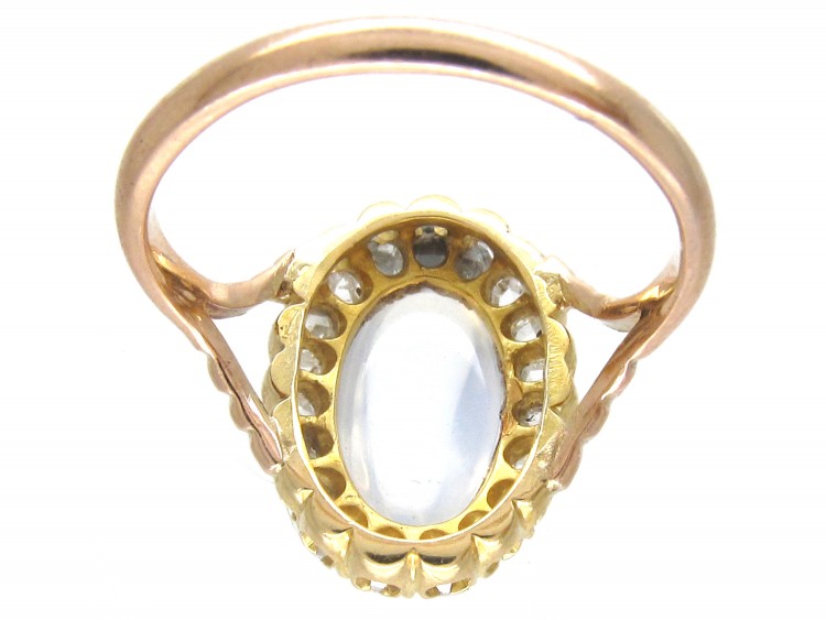 Edwardian Moonstone & Diamond Cluster Ring