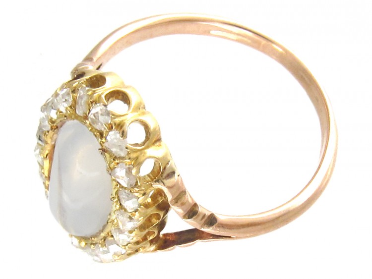 Edwardian Moonstone & Diamond Cluster Ring