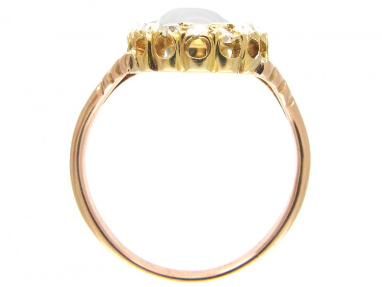 Edwardian Moonstone & Diamond Cluster Ring