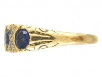 Victorian Three Stone Sapphire & Diamond Ring