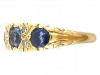 Victorian Three Stone Sapphire & Diamond Ring