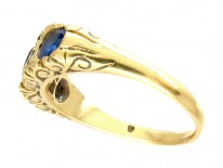 Victorian Three Stone Sapphire & Diamond Ring