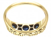 Victorian Three Stone Sapphire & Diamond Ring