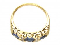 Victorian Three Stone Sapphire & Diamond Ring