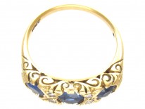 Victorian Three Stone Sapphire & Diamond Ring